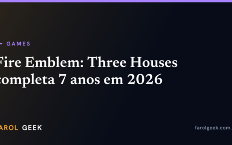 Arte de Fire Emblem: Three Houses com destaque para os personagens e o clima de guerra em Fodlan